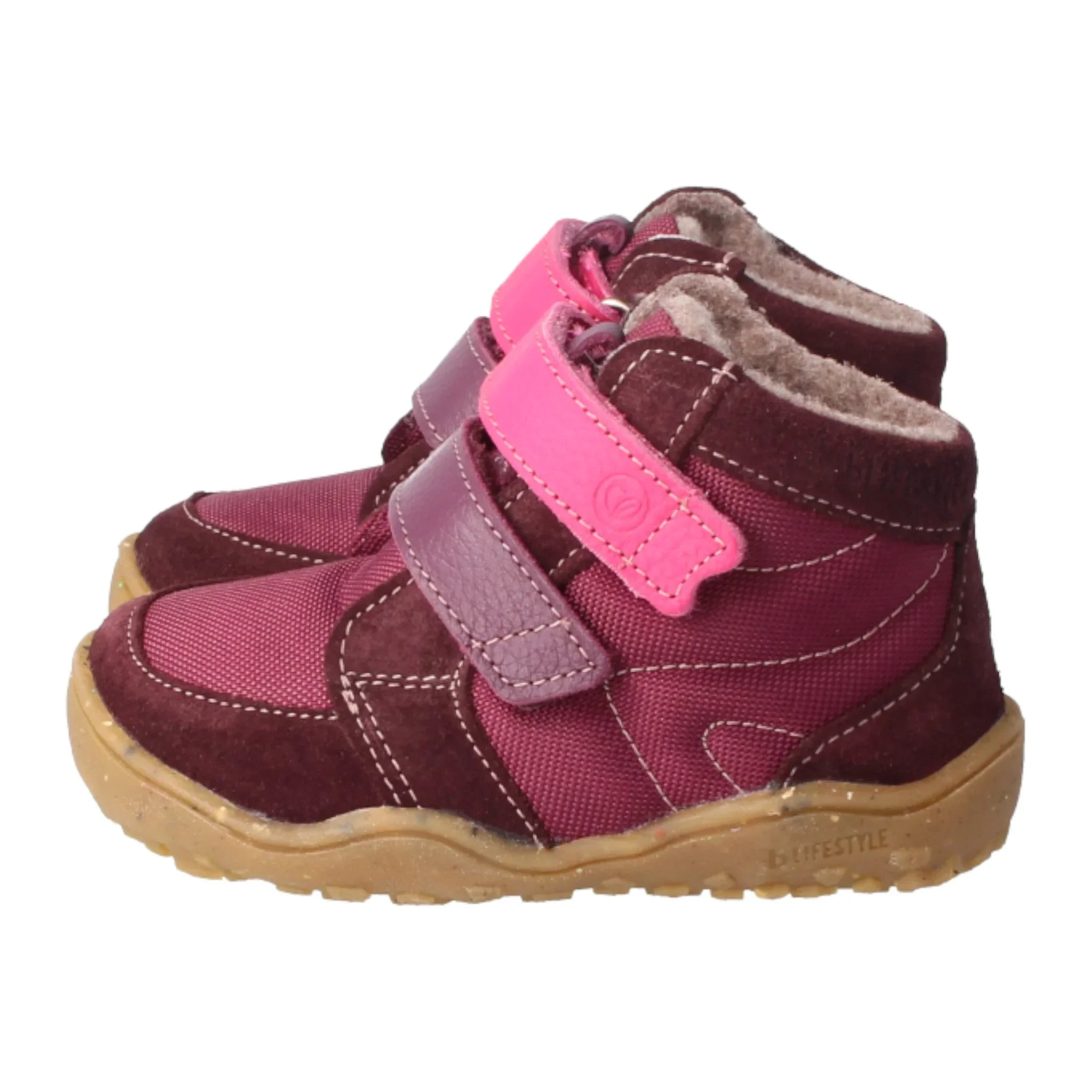 bLIFESTYLE biberSTYLE TEX pflaume - Bio-Leder Textil Kinderschuhe mit Wollvlies